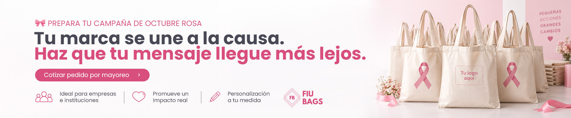 Prepara tu campaña de Octubre Rosa: bolsas de manta personalizadas con tu logo