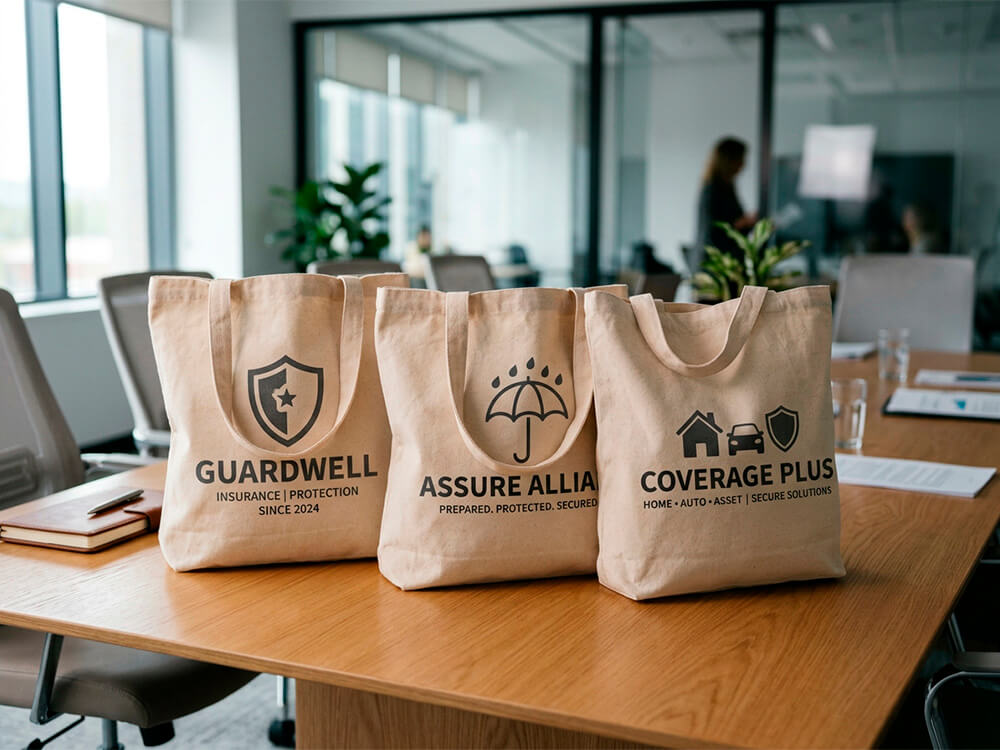 Bolsas personalizadas para convenciones de aseguradoras Fiubags