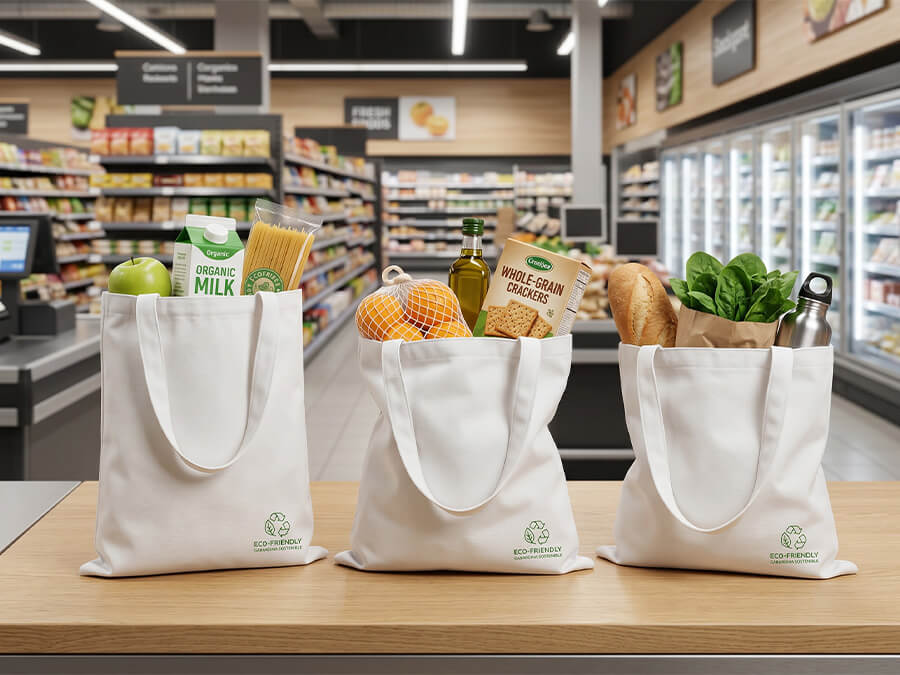 Bolsas de gabardina para compras reutilizables
