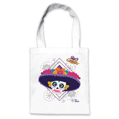 Bolsa de tela de Día de Muertos con diseño de catrina