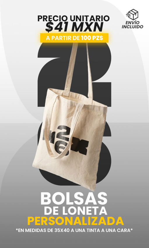 100 bolsas de loneta estampadas a una tinta una cara