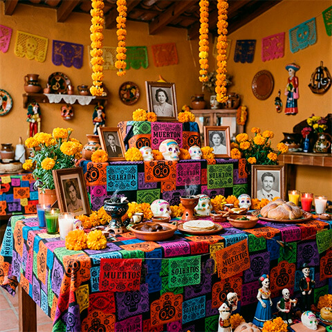 Manteles para ofrenda de Día de Muertos