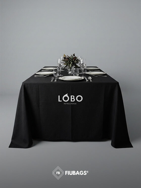 manteles con logotipo impreso fiubags