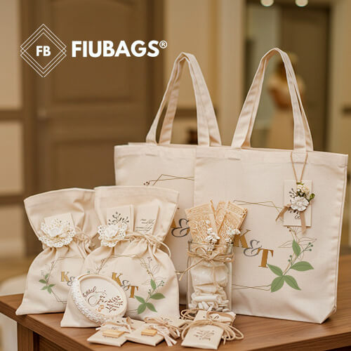 Bolsas de tela personalizadas para recuerdos de boda