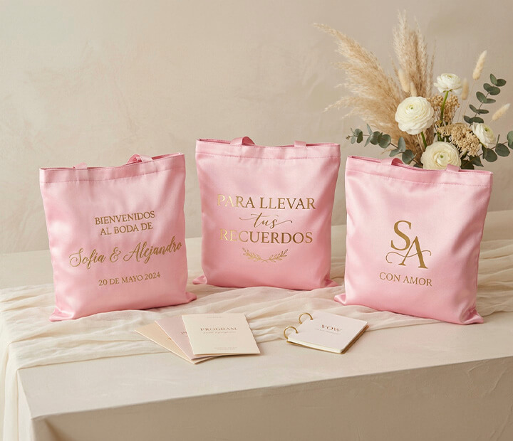 Bolsa de satín para boda personalizada — Fiubags